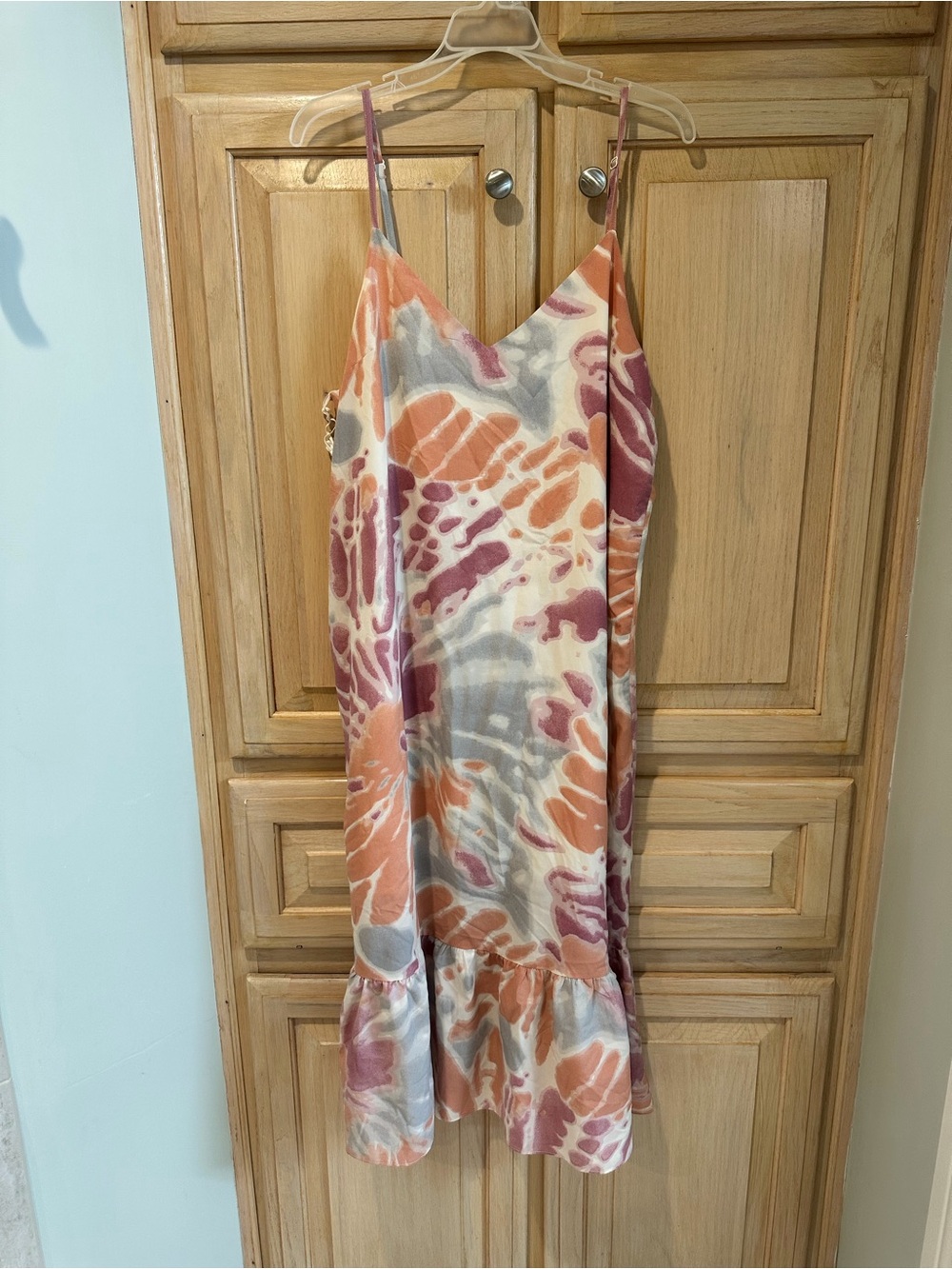 Wishlist Apparel Abstract Tie Dye Ruffle Midi Dress M/L